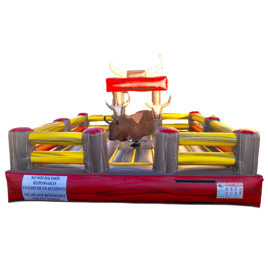 Rodeo Fencing Mechanical Bull Set Yellow and Brown Combo