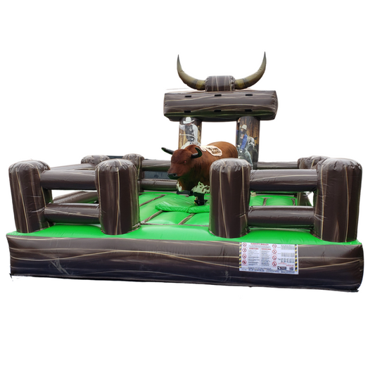 Rodeo Fencing Mechanical Bull Set Green and Brown Combo
