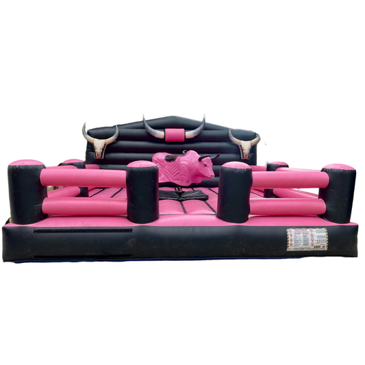 Rodeo Fencing Mechanical Bull Set Black and Pink Combo