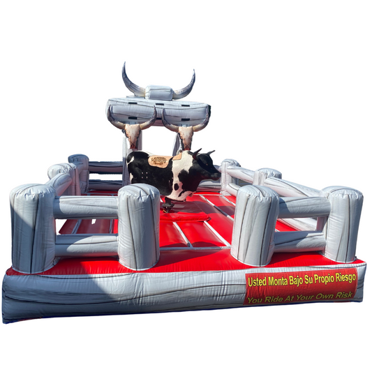 Rodeo Fencing Mechanical Bull Set White and Black Combo